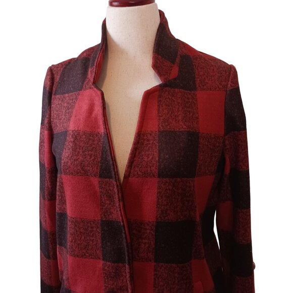 NEW VERO MODA Katrine Check Jacket in Red & Black with Snap Closure, XS - Picture 5 of 14